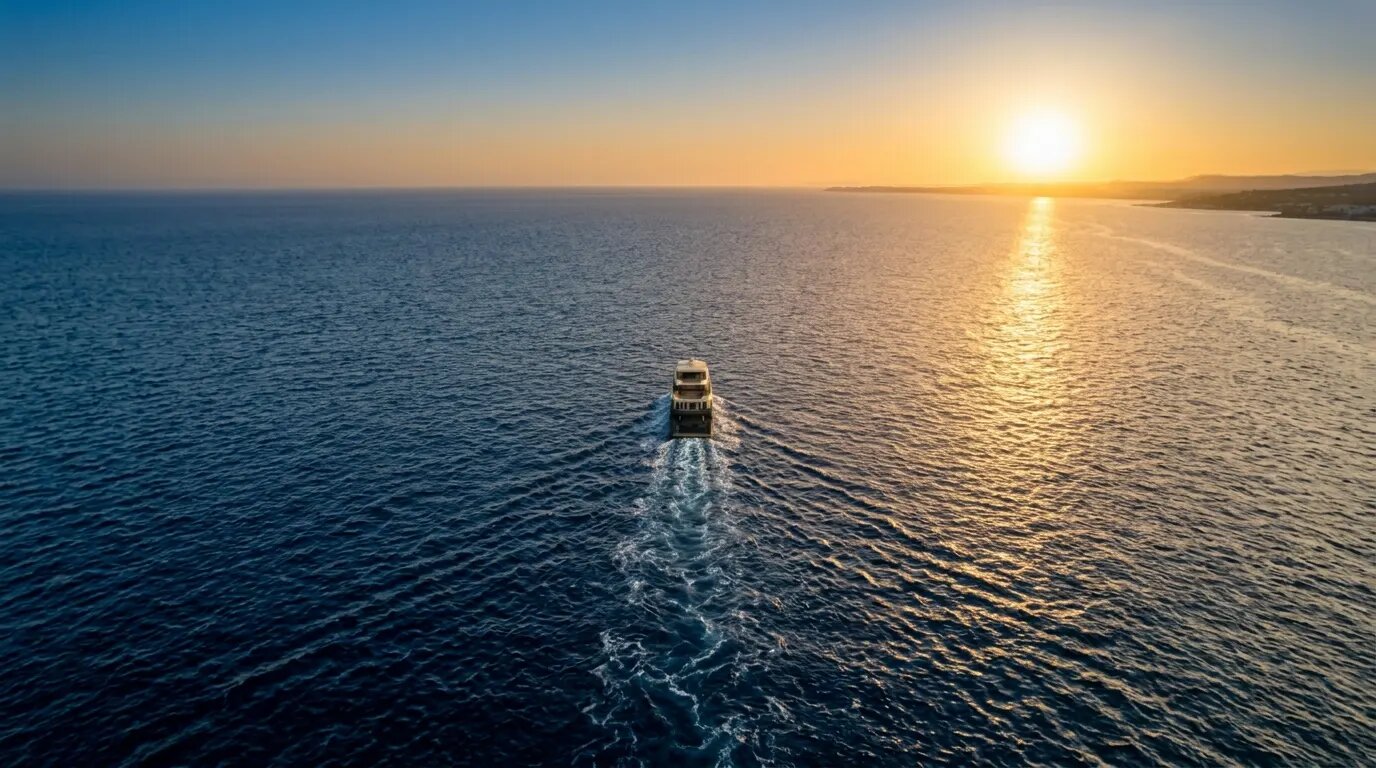 Guest in the water at sunset