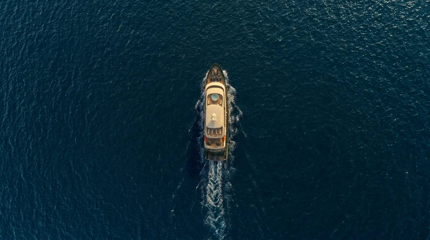 Anakata yacht from above